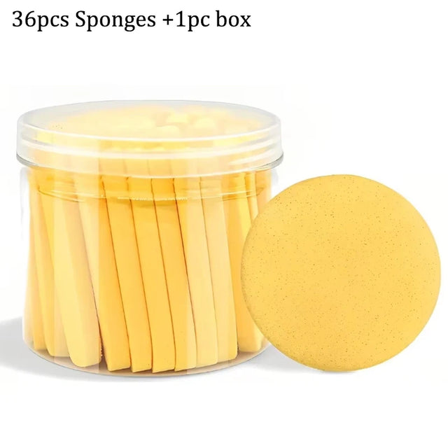 Compressed Facial Cleansing Sponge Set - Reusable Makeup Remover Puffs (36-Pack + Case)