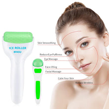 Ice Roller, Face Roller 2 PCS, Massage Tools with Mini Roller for Eye, Face and Body, Relax and Alleviate Puffiness Fine Lines Minor Pain (Green)