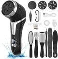 Electric Callus Remover for Feet, Portable Pedicure Kit Foot File Callus Remover, Rechargeable Waterproof Foot File for Foot Care Deadskin Remover with 3Head & LCD Display