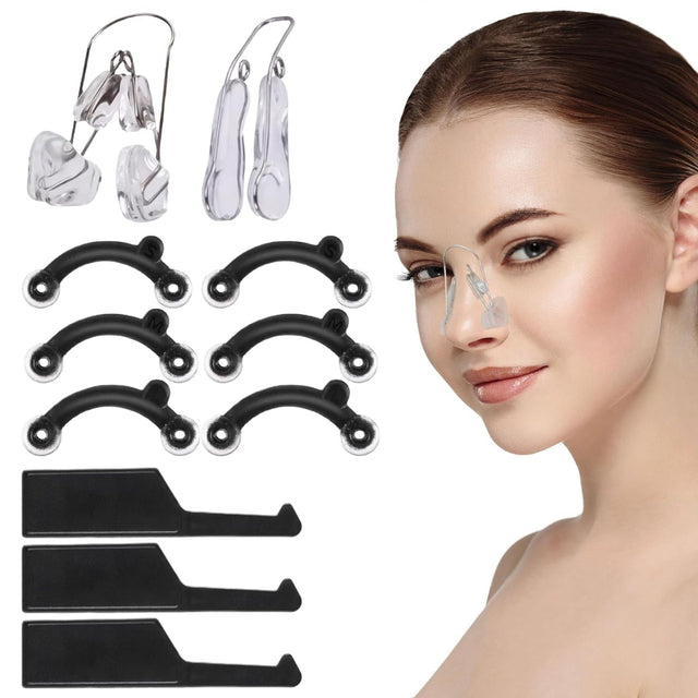 5 Pcs Nose Lifter - Nose Shaper Clip ＆ Instant Nose Lift Kit, Painless Straightening Beauty Tool Kit for Women/Men (Black, Clear)