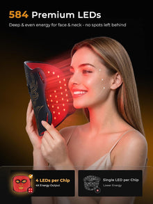 Red Light Therapy for Face, 850Nm Near-Infrared LED Light Therapy Mask (M09), Silicone LED Face Mask Light Therapy with Timer for Home & Travel