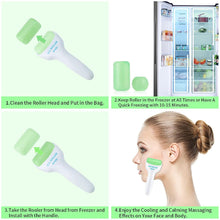 Ice Roller, Face Roller 2 PCS, Massage Tools with Mini Roller for Eye, Face and Body, Relax and Alleviate Puffiness Fine Lines Minor Pain (Green)