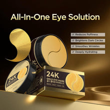 24K Gold under Eye Patches, Hydrogel Eye Mask for under Eye Care, Hydrating & Smoothing Eye Pads for Daily Skincare, 60 Pcs